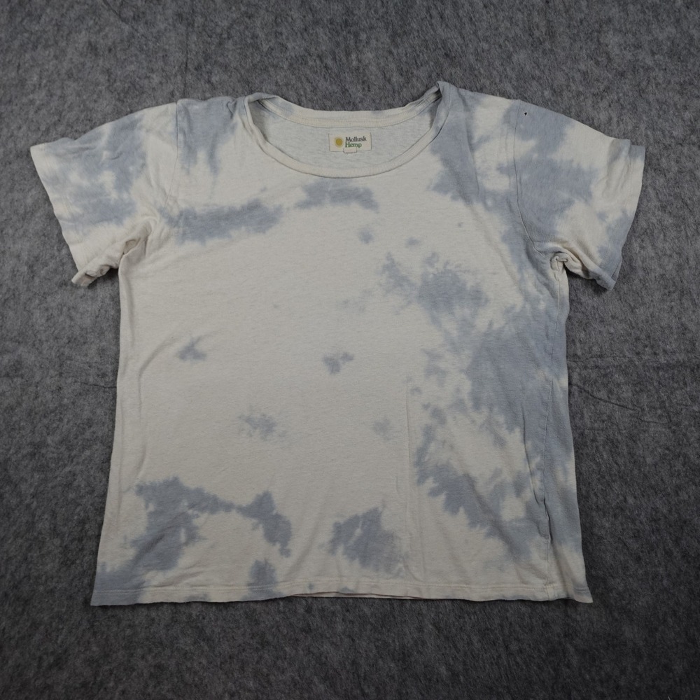 Mollusk Hemp Top Womens Medium Blue Tie Dye Short Sleeve Crew Neck